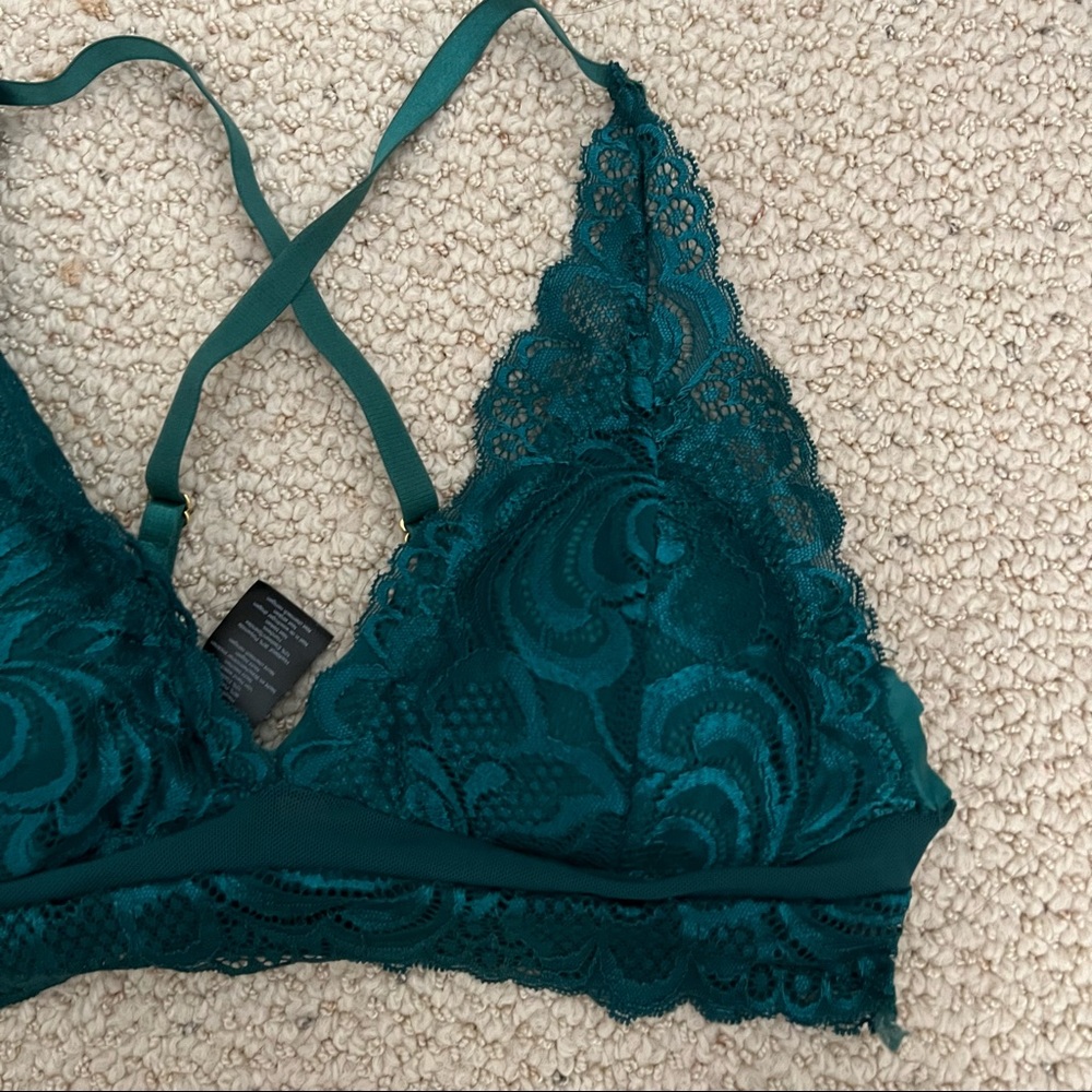 Emerald green lingerie bralette bra